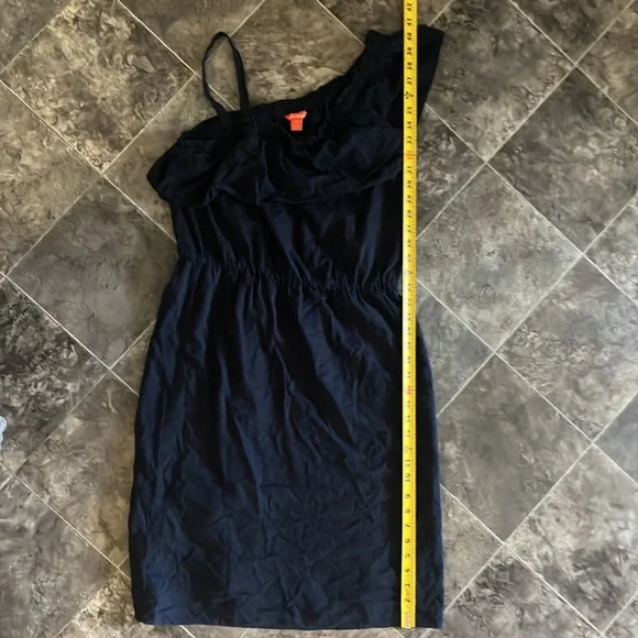 Joe Fresh Navy Ruffle Dress One Shoulder - Picture 3 of 5